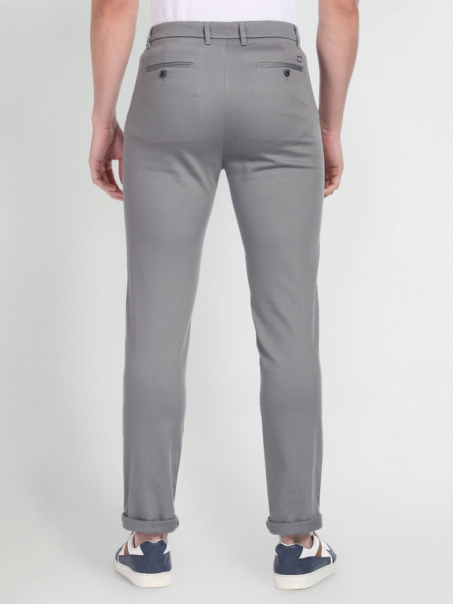 Arrow Sport Grey Cotton Skinny Fit Chinos