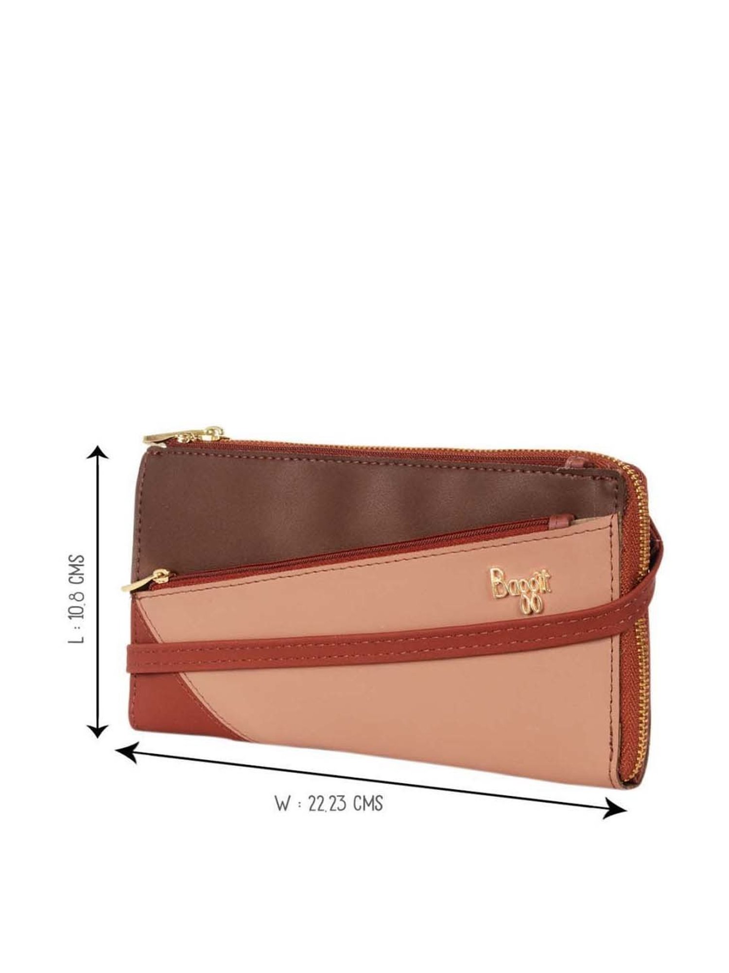 Baggit Tan Color Block Zip Around Wallet for Women