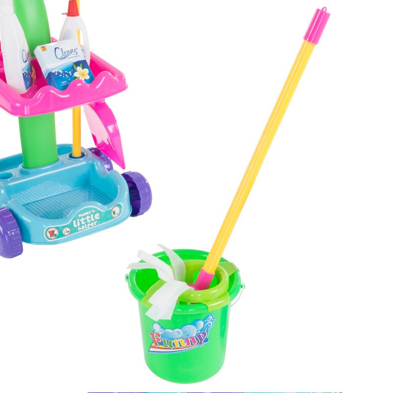 Pretend Play Cleaning Set with Caddy on Wheels by Hey! Play!