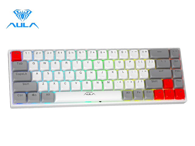 Aula F3068 68 Keys Bluetooth+Wired Dual Mode RGB Mechanical Keyboard Hot Swappable Switch Full keys Anti-ghosting Cool Backlight Effect for Pc Laptop Offical Computer