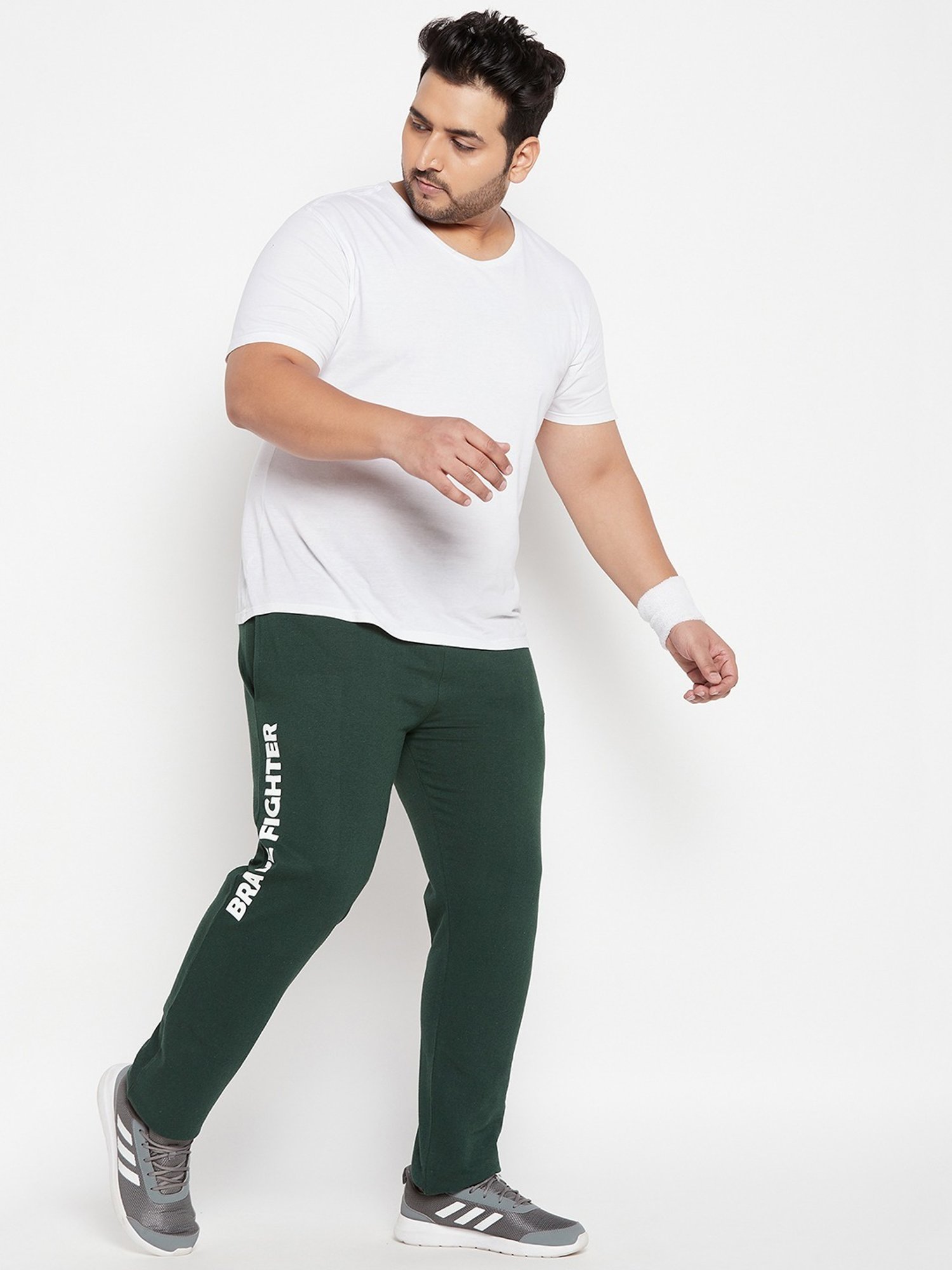Bigbanana Bottle Green Cotton Regular Fit Printed Trackpants