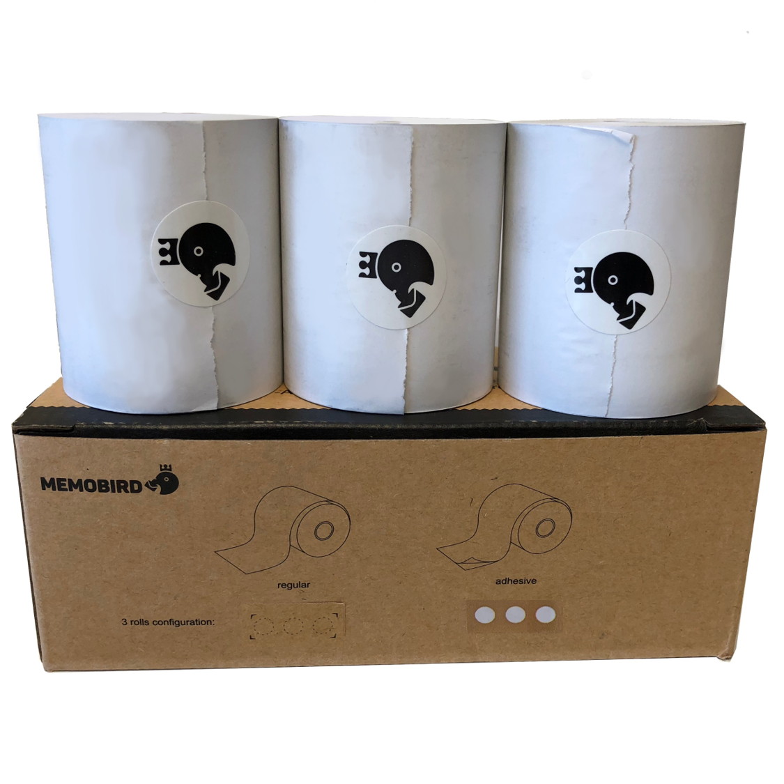 Memobird Official Thermal Paper | BPA Free - Sheet Size 2-1/4" By 70' | Long Lasting Paper for No Ink Printer | White Sticker Note 3 Pack Thermal Paper Rolls