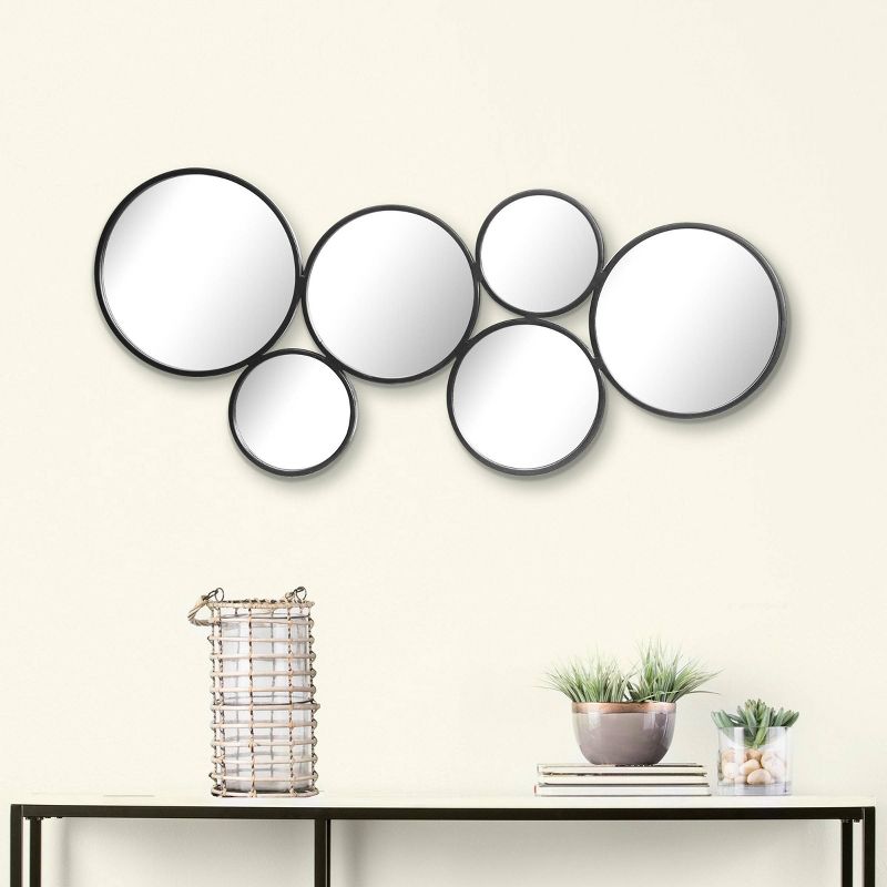 Metal Circle Decorative Wall Mirror Black - Stonebriar Collection