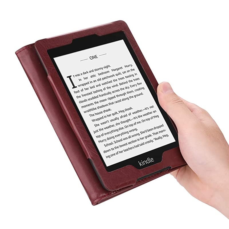 Folio Case for Kindle Paperwhite Fits AllNew 10th Generation 2018 All Paperwhite Generations Book Style Vegan Leather Shockproof Cover with Auto SleepWake Vintage Maroon