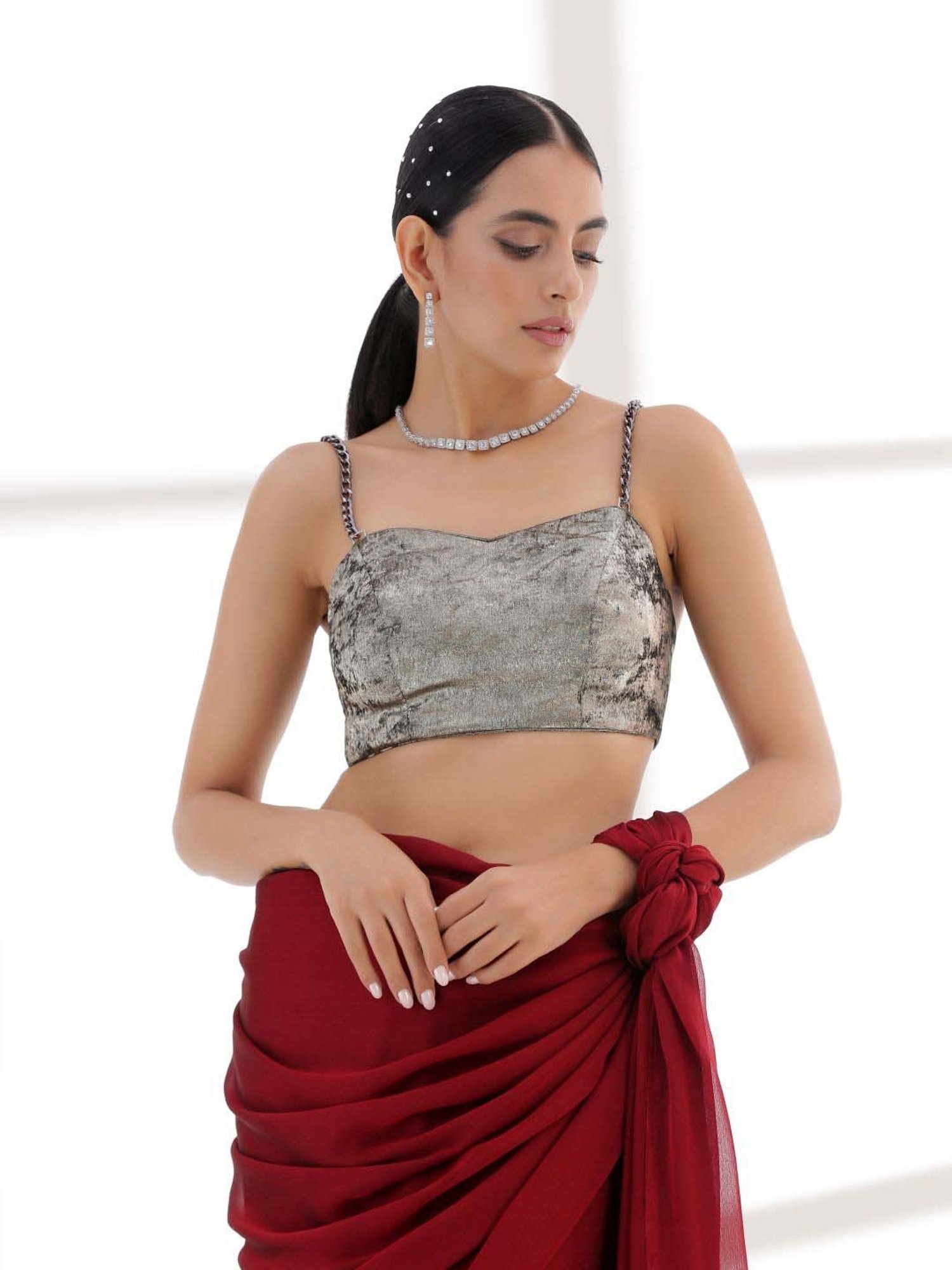 Swtantra Metallic Plain Readymade Blouse