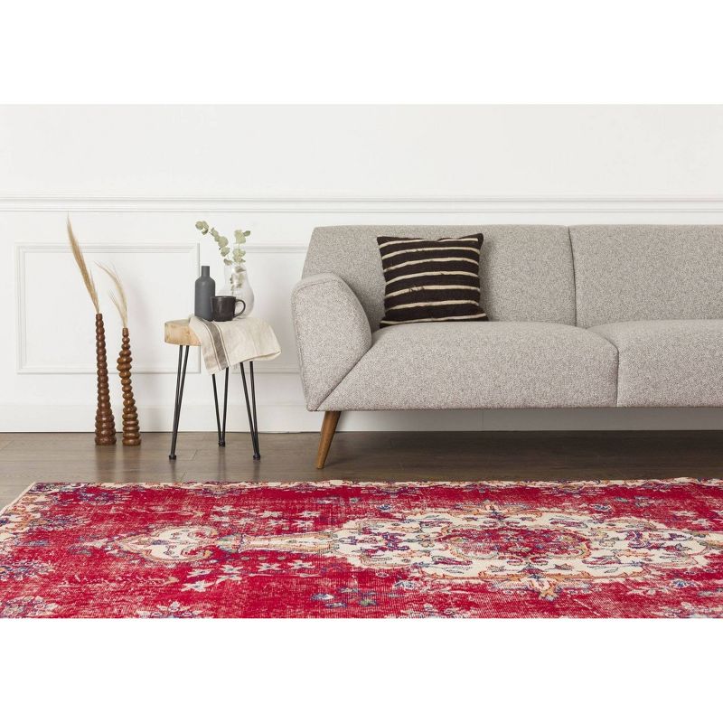 4'9"x9' Vintage One-of-a-Kind Wieke Rug Red - Revival Rugs