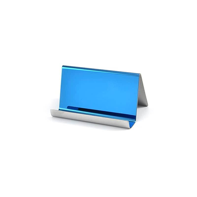 Metal Desktop Card Holder for Desk Business Card Display for Women Blue 1 Pack