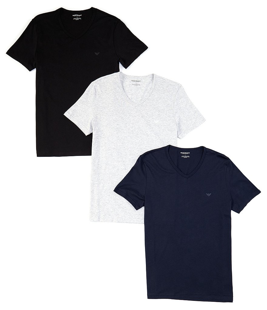 Emporio Armani Pure Cotton V-Neck T-shirts 3-Pack