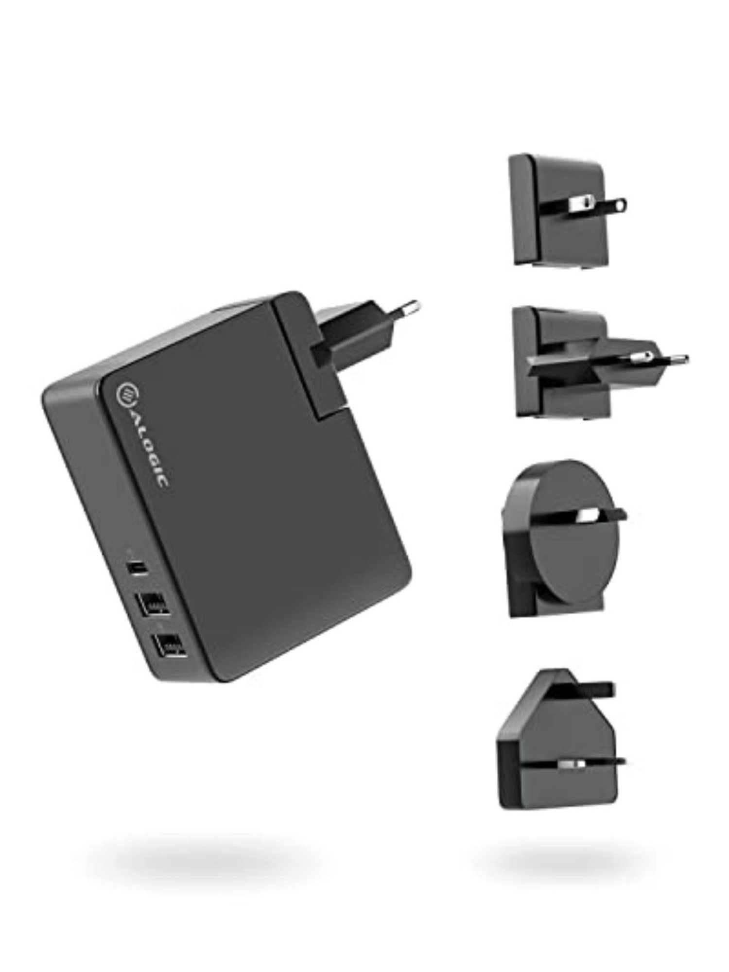ALOGIC 3 Port USB-C & USB-A 45W Travel Charger with Multi Country Plugs (Black)