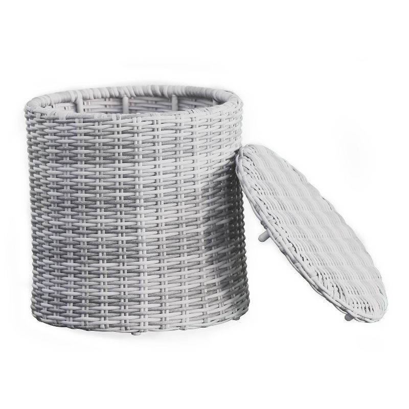Vallauris Outdoor Storage Side Table - Gray Wicker - Adore Docor