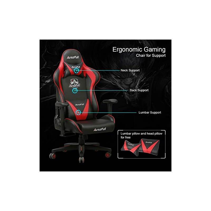 Gaming Chair Racing Style Ergonomic High Back Computer Chair with Height Adjustment, Headrest and Lumbar Support E-Sports Swivel Chair，Black