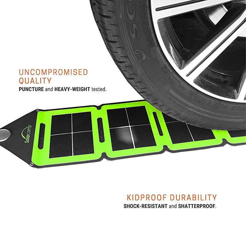 Solympic Hue &ETH; Portable Waterproof Flexible Folding Charger with CIGS Panels &ETH; 76W Dual USB Charging Ports &ETH; for Quickly Charging Electronic Devices Green