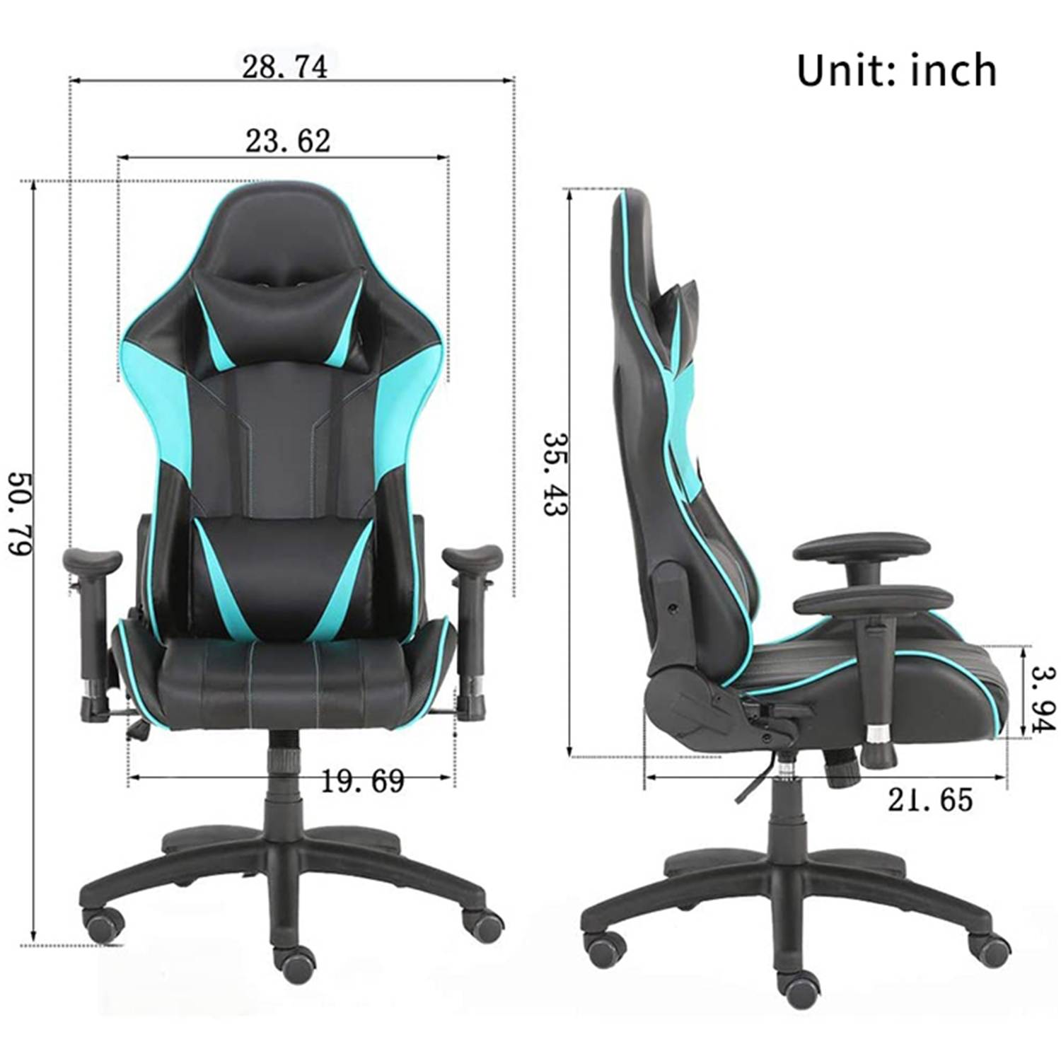 High Back Swivel Chair Racing Gaming Chair Office Chair with Headrest & Lumbar Pillow