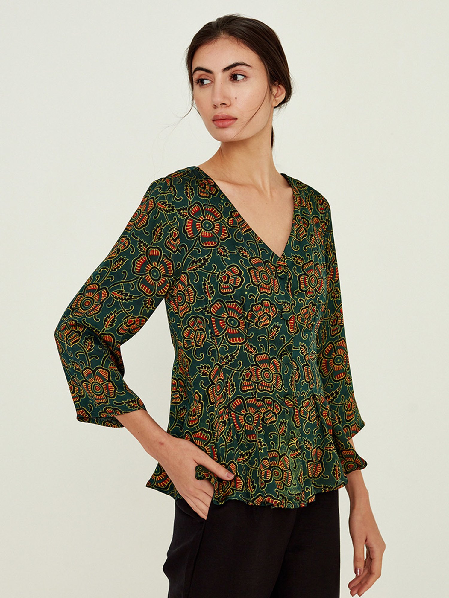 ANCESTRY Green Printed Tunic