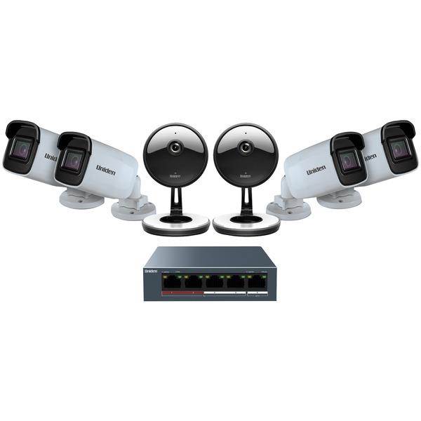 Uniden - UC4402 - Uniden UC4402 1080p Indoor/Outdoor Security Cloud System with 5-Port PoE Switch (6 Cameras)
