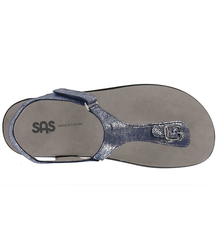SAS Marina Leather Thong Wedge Sandals