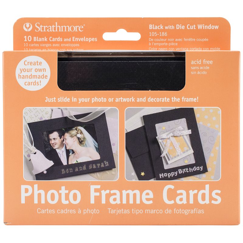 Strathmore Cards & Envelopes 5"X6.875" 10/Pkg-Black W/Die Cut Window