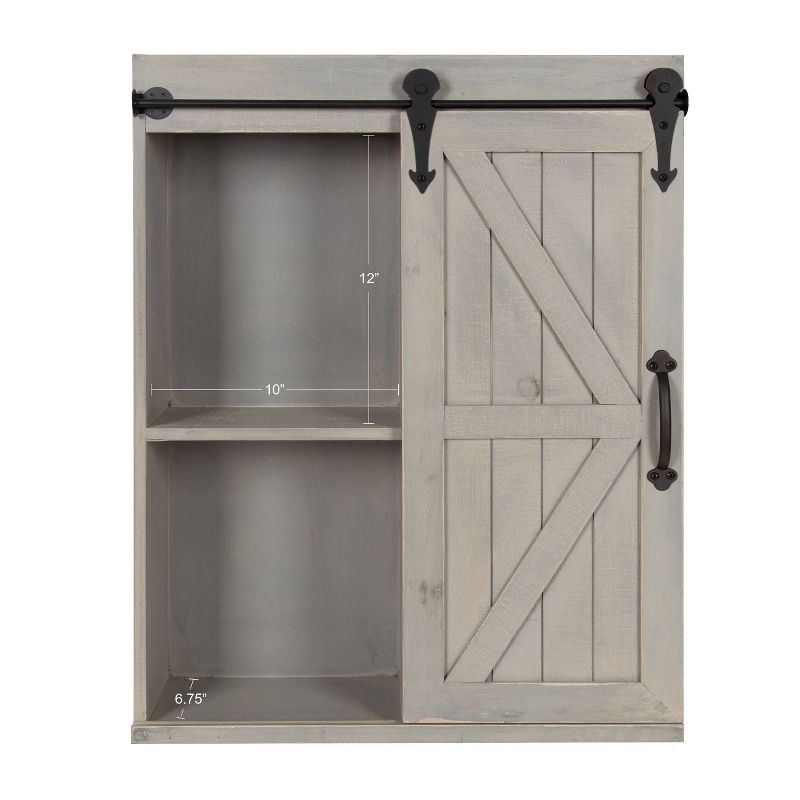 Decorative Wood Wall Storage Cabinet with Sliding Barn Door Rustic Gray - Kate & Laurel All Things Decor