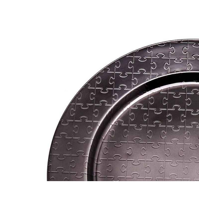 Old Dutch 13" 6pk Stainless Steel Mirror Puzzle Charger Plates Black