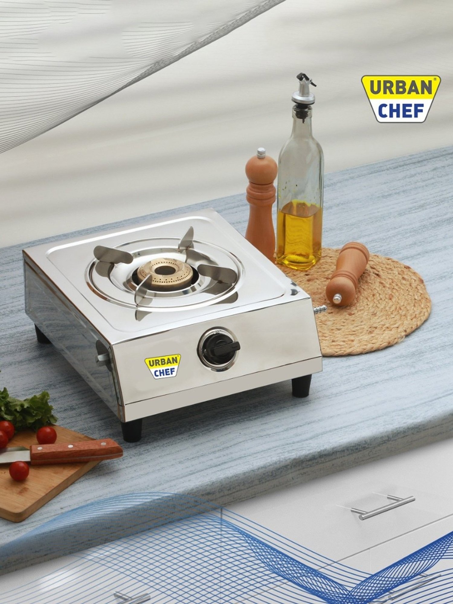 Urban Chef Gas Stove with Single Burner ( Silver )