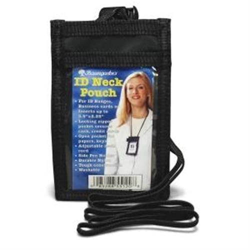 Baumgartens BAU55120 Sicurix ID Neck Pouch, Vertical, 3 3/4 x 9, Black, 1Each