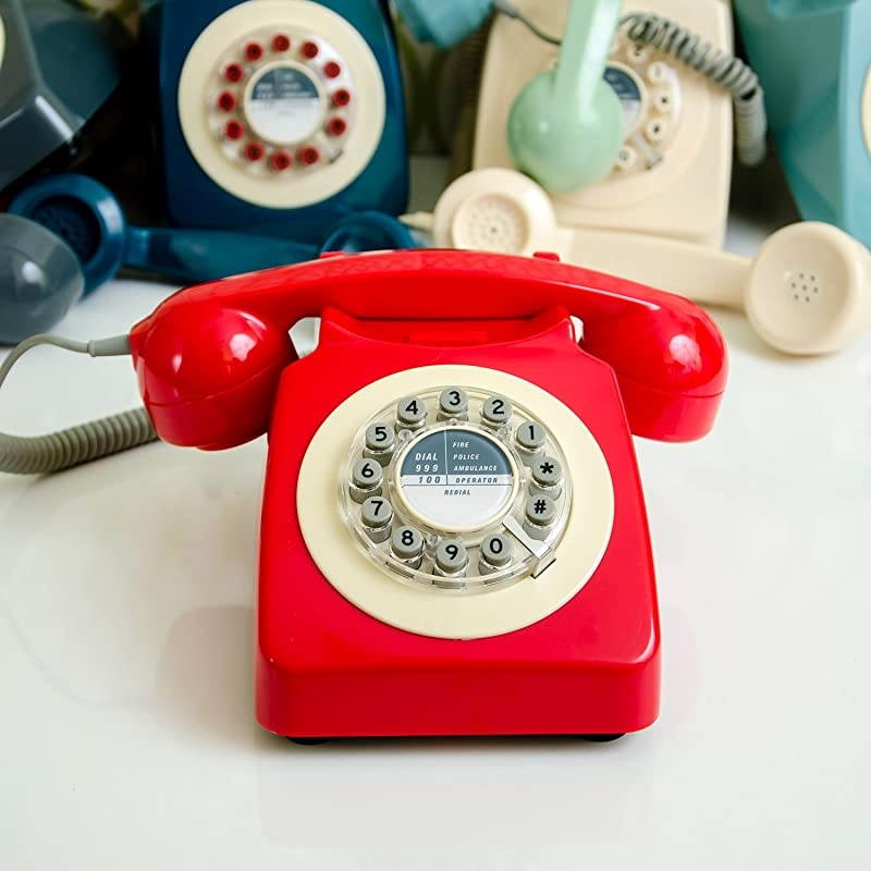 Wood 746 Phone Retro Design Red