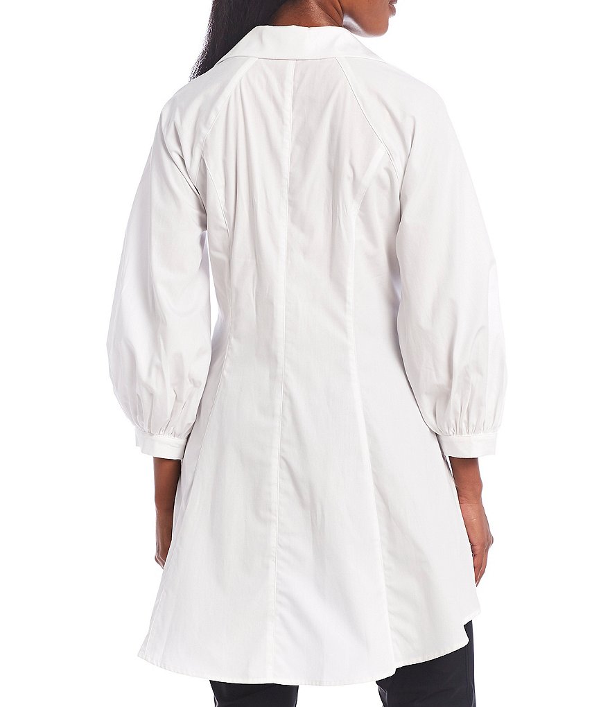 IC Collection Point Collar 3/4 Sleeve Shoulder Split High Low Blouse