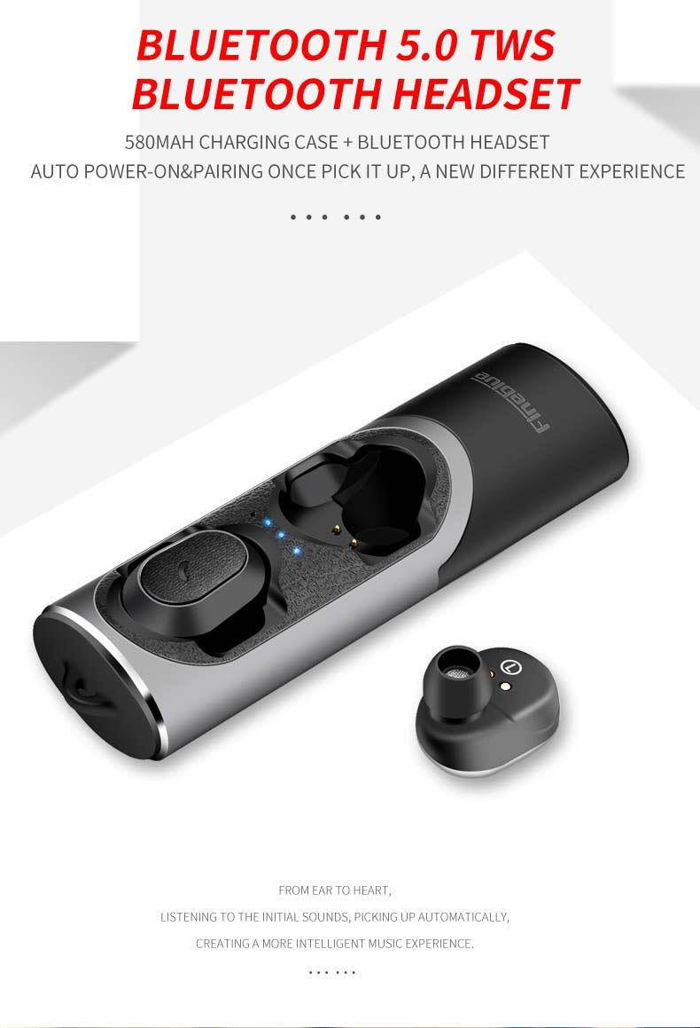 Fineblue Fblue XS Wireless Bluetooth 5.0 Headset Earbud Sound Binaural Mini Earphones With Magnetic Charging Socket (Red)