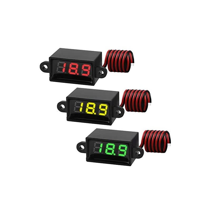 Mini Digital DC Voltmeter 0.28 Inch Two-Wire 3.0V-30V Digital DC Waterproof, Dustproof and Drop Resistant Voltmeter Display Voltage Tester Meter 3 Colours(Red, Green, Yellow)