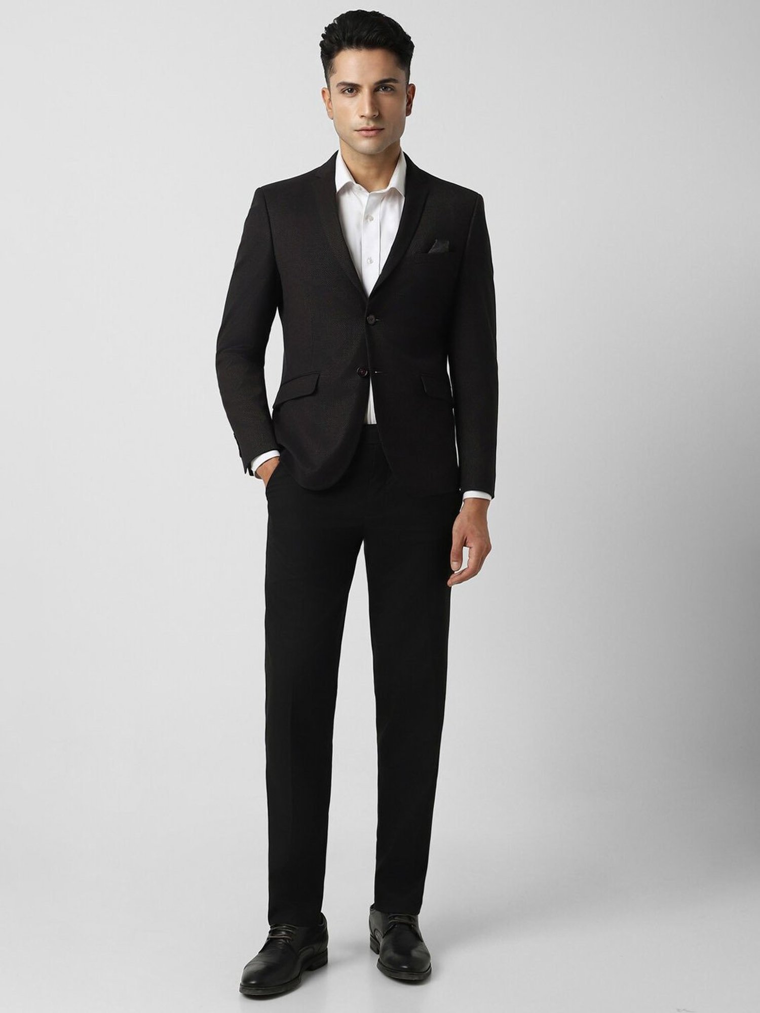 V Dot Black Skinny Fit Blazer