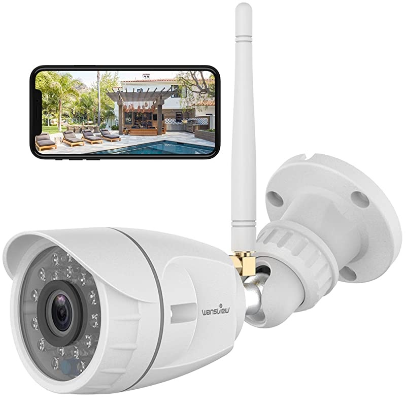 Outdoor Security Camera  1080P Wireless WiFi Home Surveillance Waterproof Camera with Night Vision Motion Detection Remote Access Compatible with AlexaW4 White