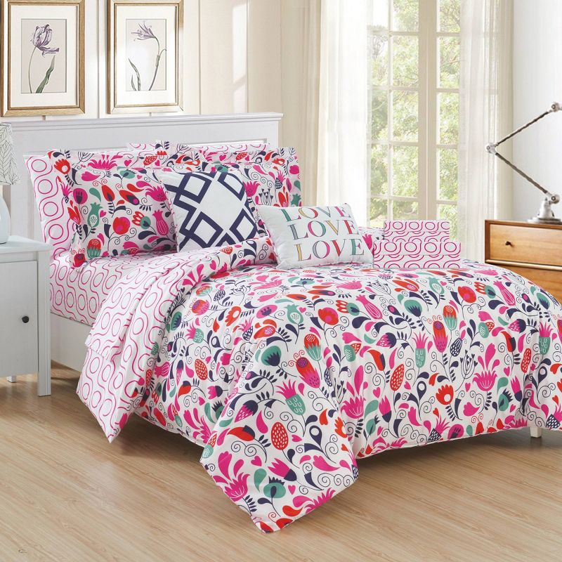 9pc Full Audley Bed In A Bag Comforter Set Pink - Chic Home Design