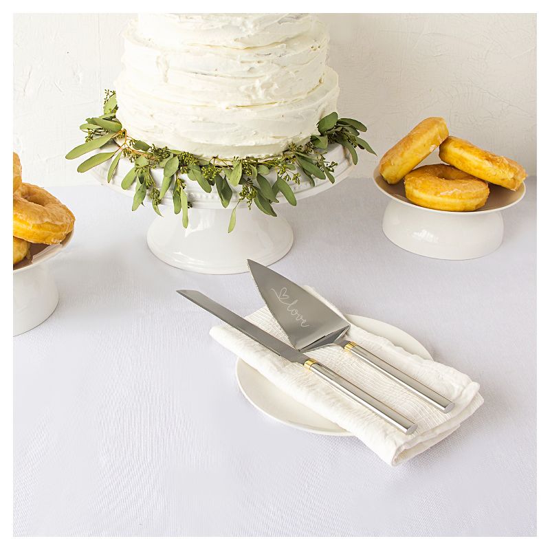 Silver/Gold Cake Serving Set - Love
