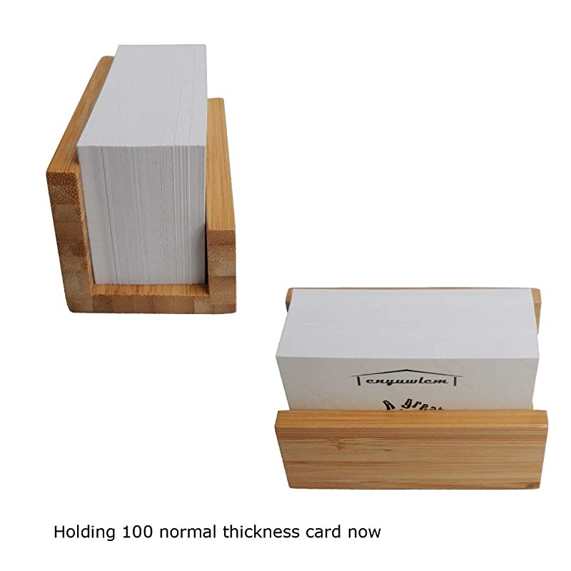 Bamboo Wood Desktop Business Card Holder for Desk Sturdy Business Card Display Stand for Office Suitable for Men Women