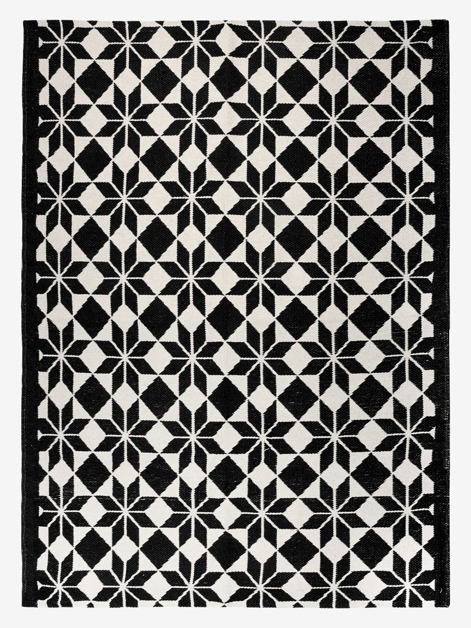 Saral Home Abstract Black Cotton Multiuse Handwoven Rug