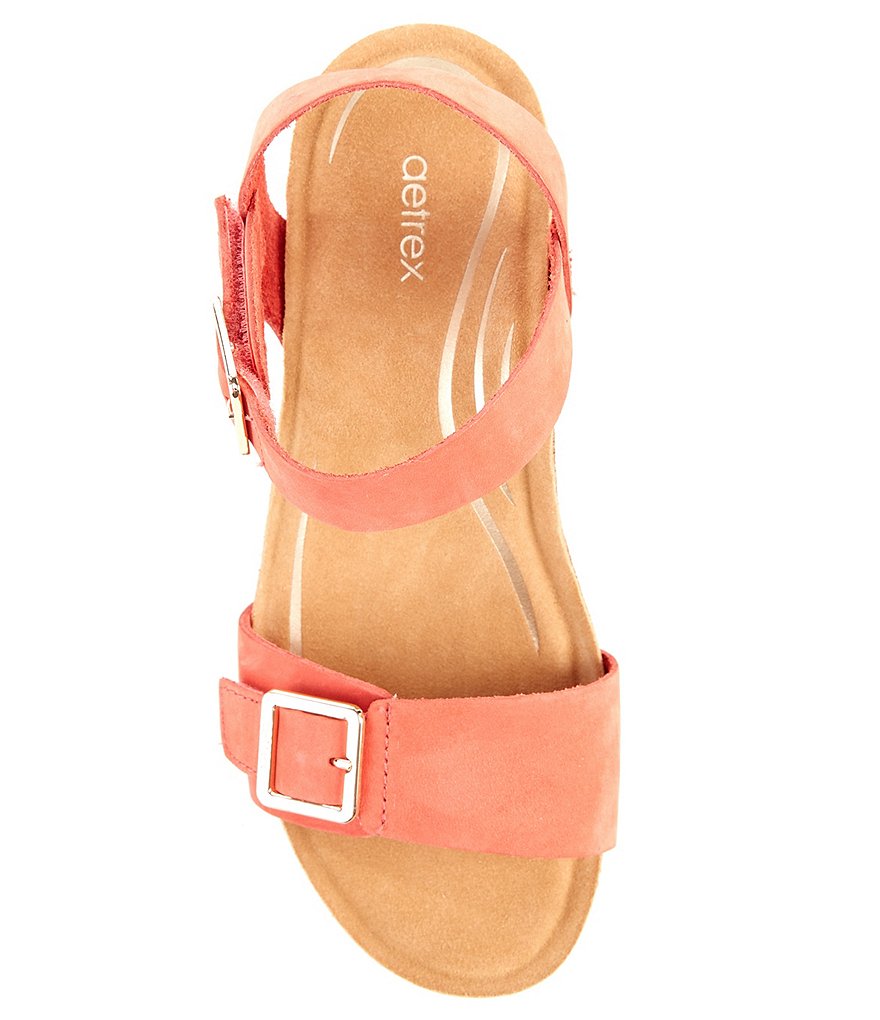 Aetrex Lexa Leather Wedge Sandals