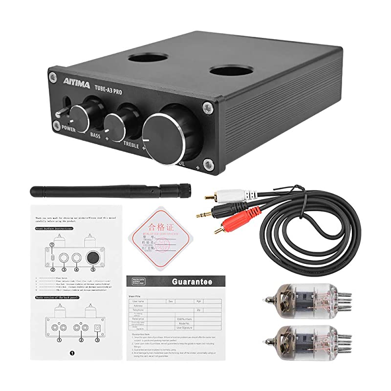 Audio 6J1 Tube Preamplifier Bluetooth 50 HiFi Treble Bass Adjustment Audio Preamplifier DC12V Amplifier Preamp NE5532P Chips for Home Theater SystemBlack+BT 50