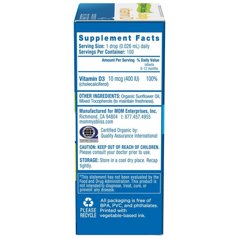 Mommy's Bliss Baby Organic Vitamin D Drops - 0.11oz (100 Servings)