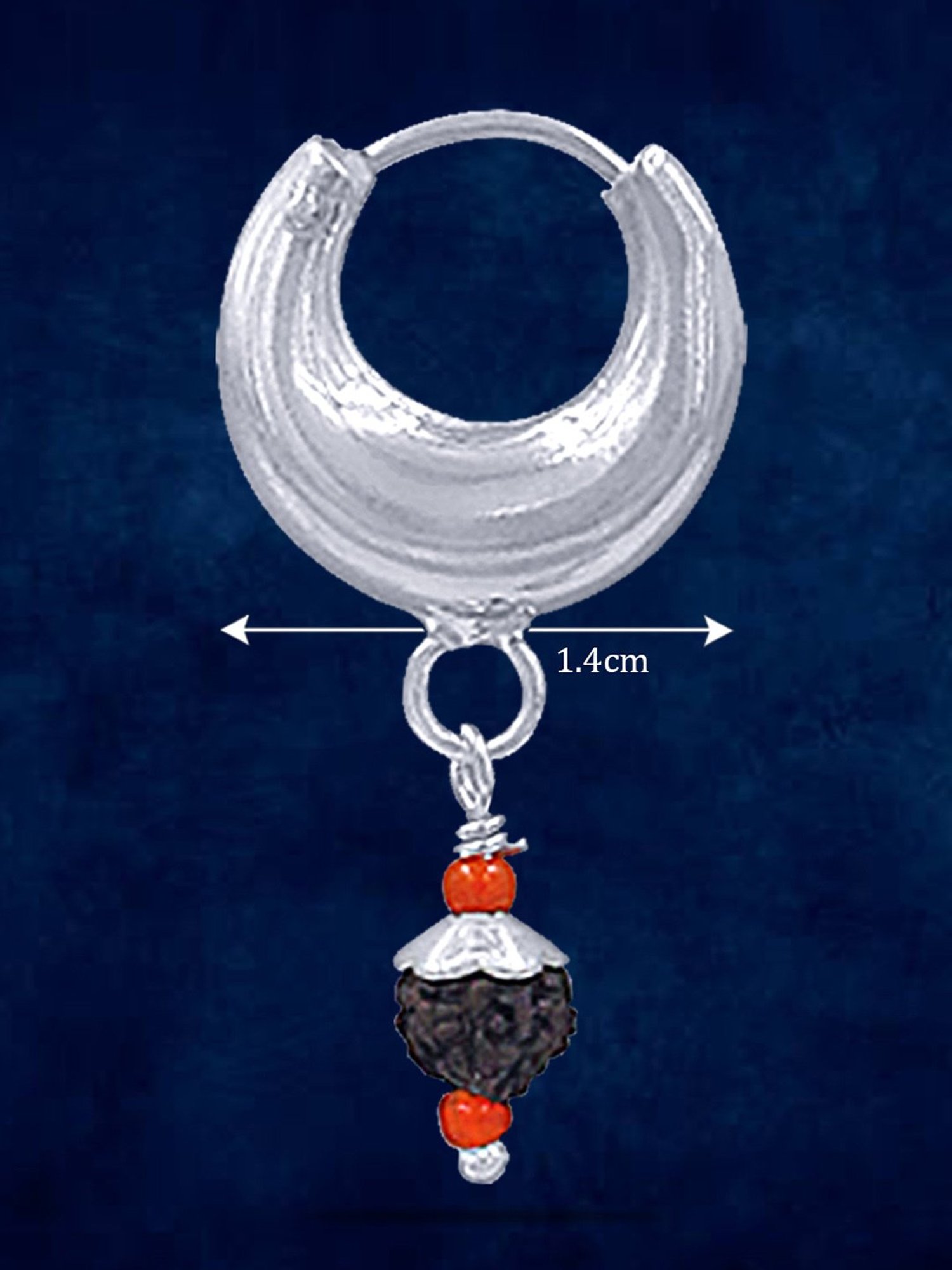 Taraash 92.5 Sterling Silver Rudraksha Hoop Earrings for Women
