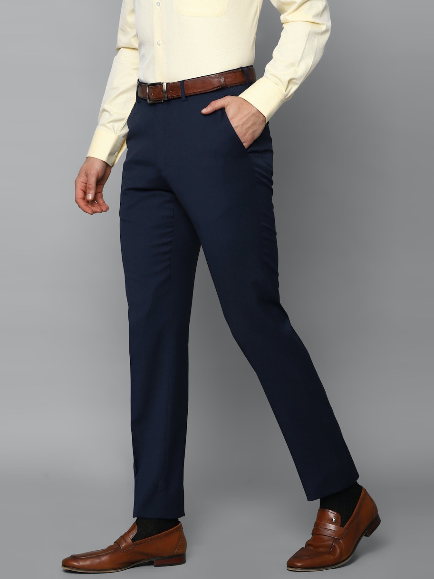 Luxure By Louis Philippe Navy Slim Fit Trousers