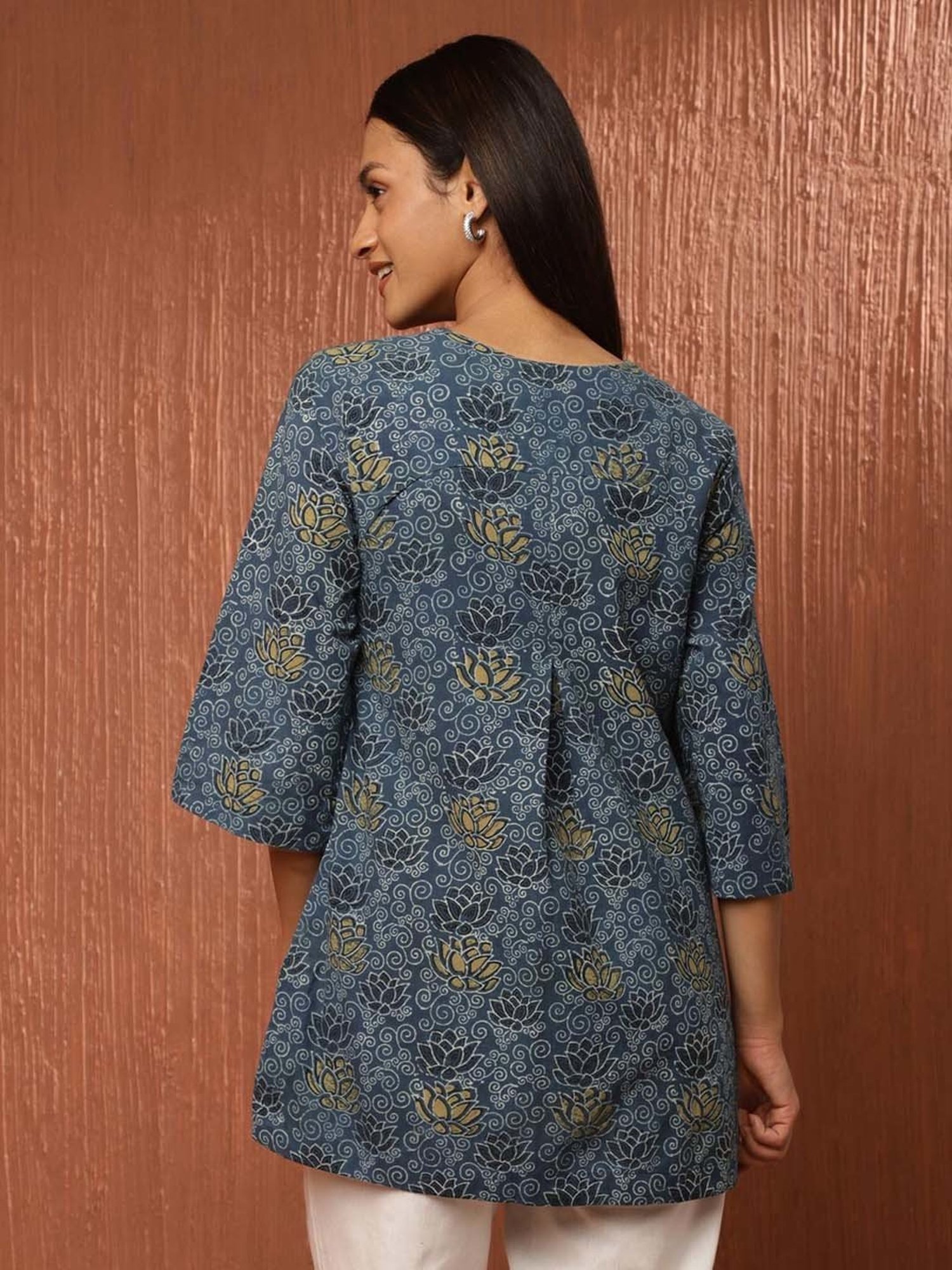Fabindia Blue Cotton Printed Tunic
