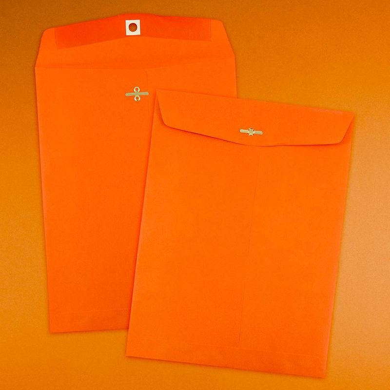JAM Paper 50pk 10 x 13 Open End Catalog Envelopes with Clasp Closure - Orange Recycled