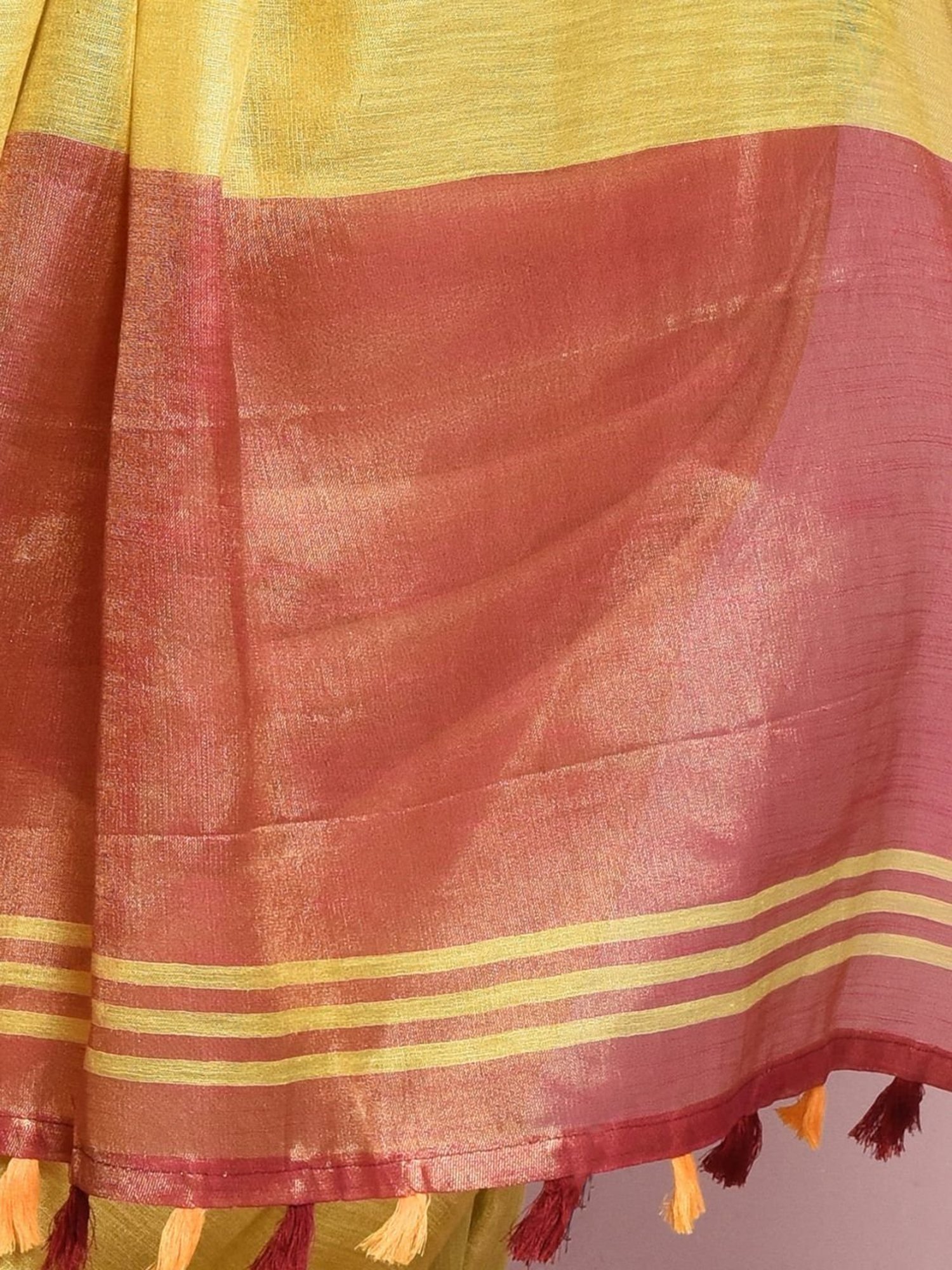 Elora Yellow Linen Saree With Unstitched Blouse