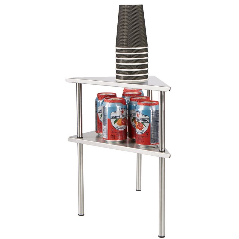 Mind Reader 2 Tier All Purpose Metal Kitchen Corner Rack, Silver