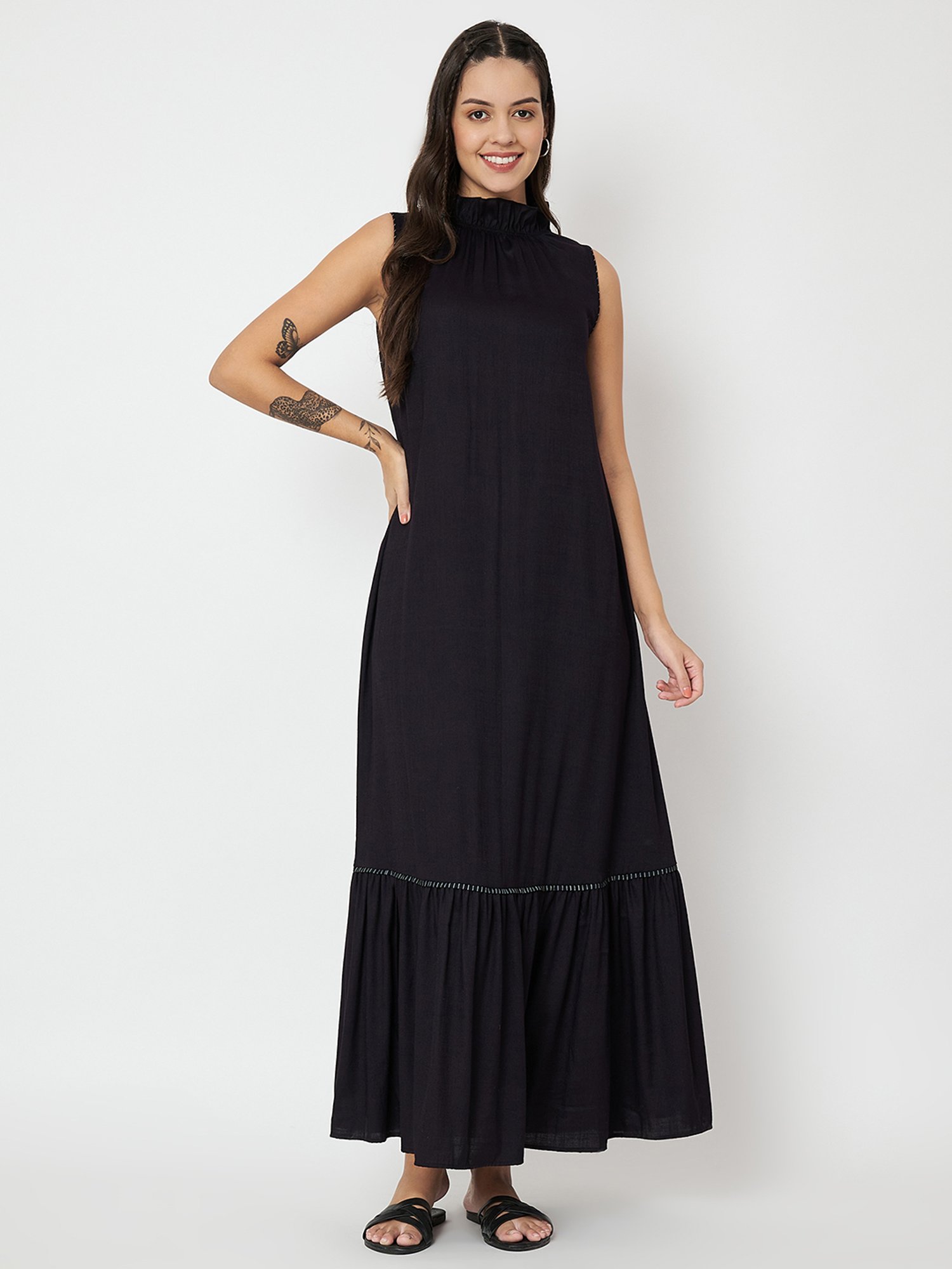 9rasa Black Maxi Ethnic Dress
