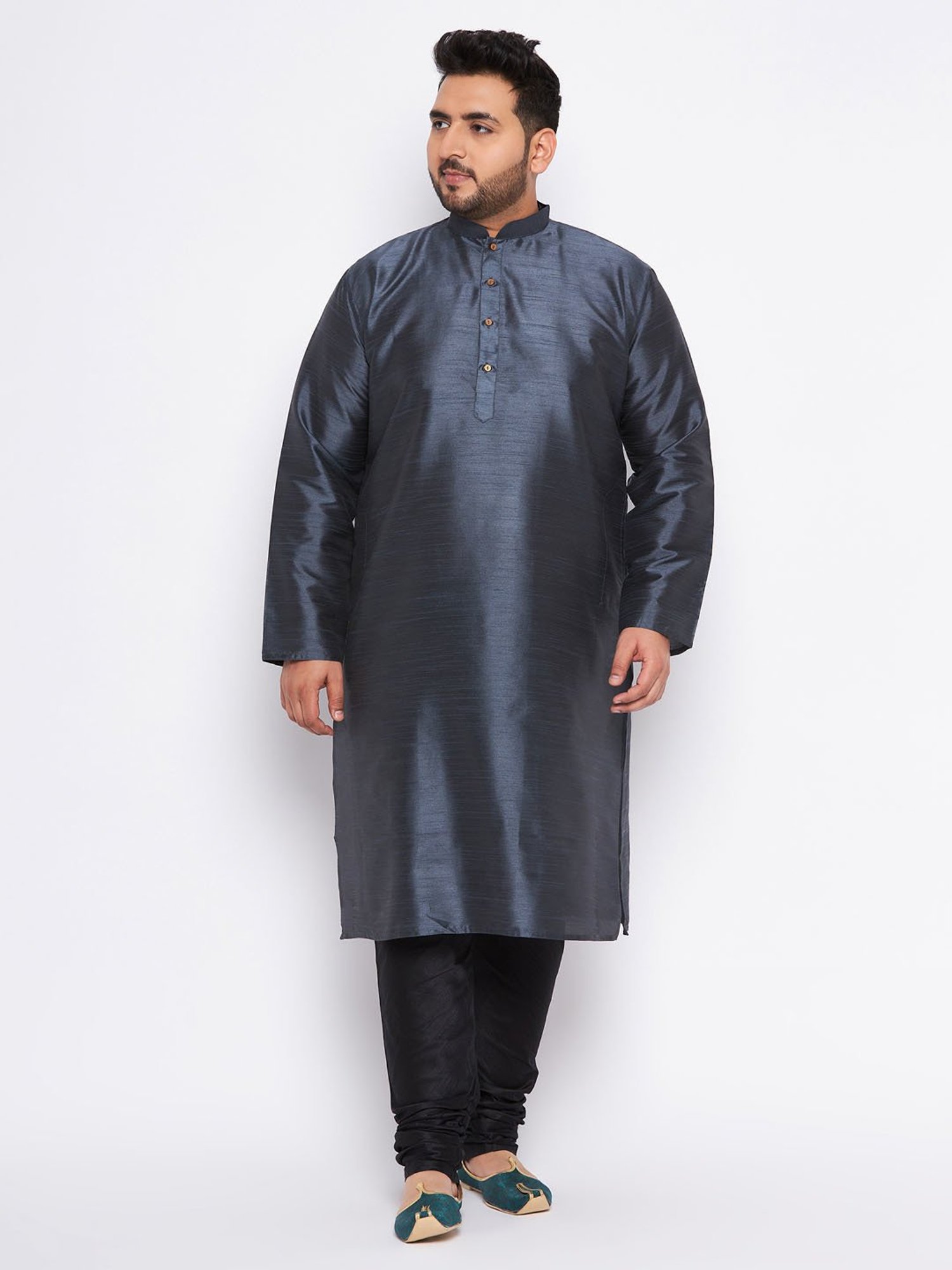 Vastramay Slate Silk Blend Kurta Pyjama Set