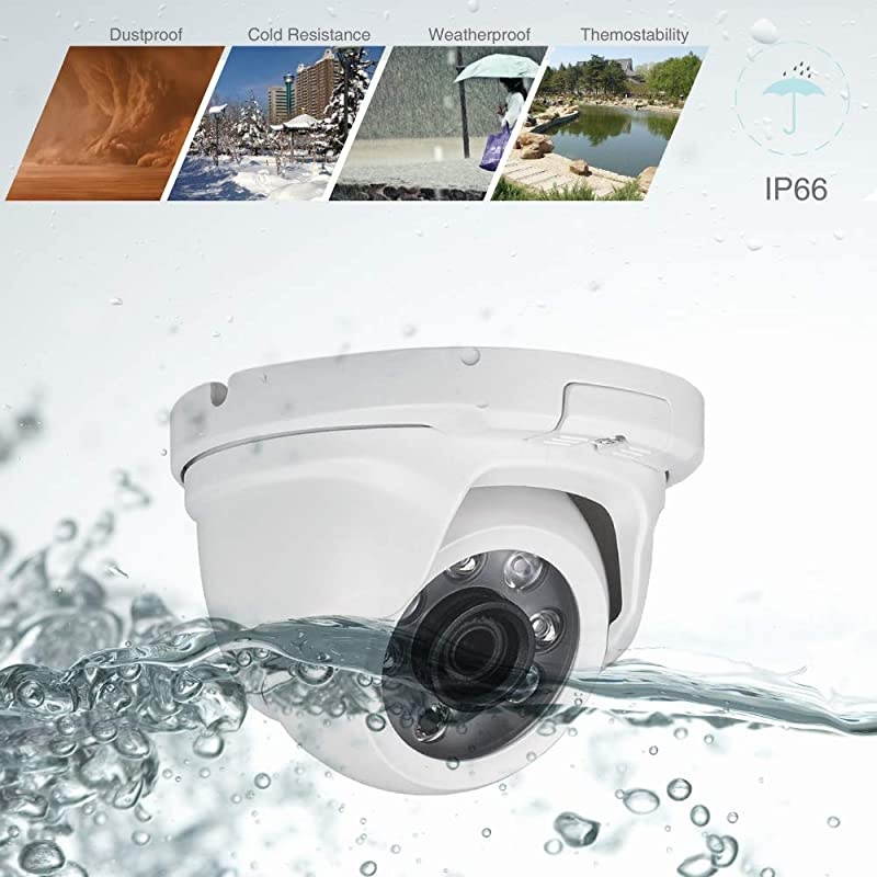 8CH Full HD 1080P Expandable Security Camera System 5in1 Surveillance DVR with 1TB Hard Drive and 4 20MP Waterproof Outdoor Indoor Dome Camera Free APP Remote Viewing and Email Alert