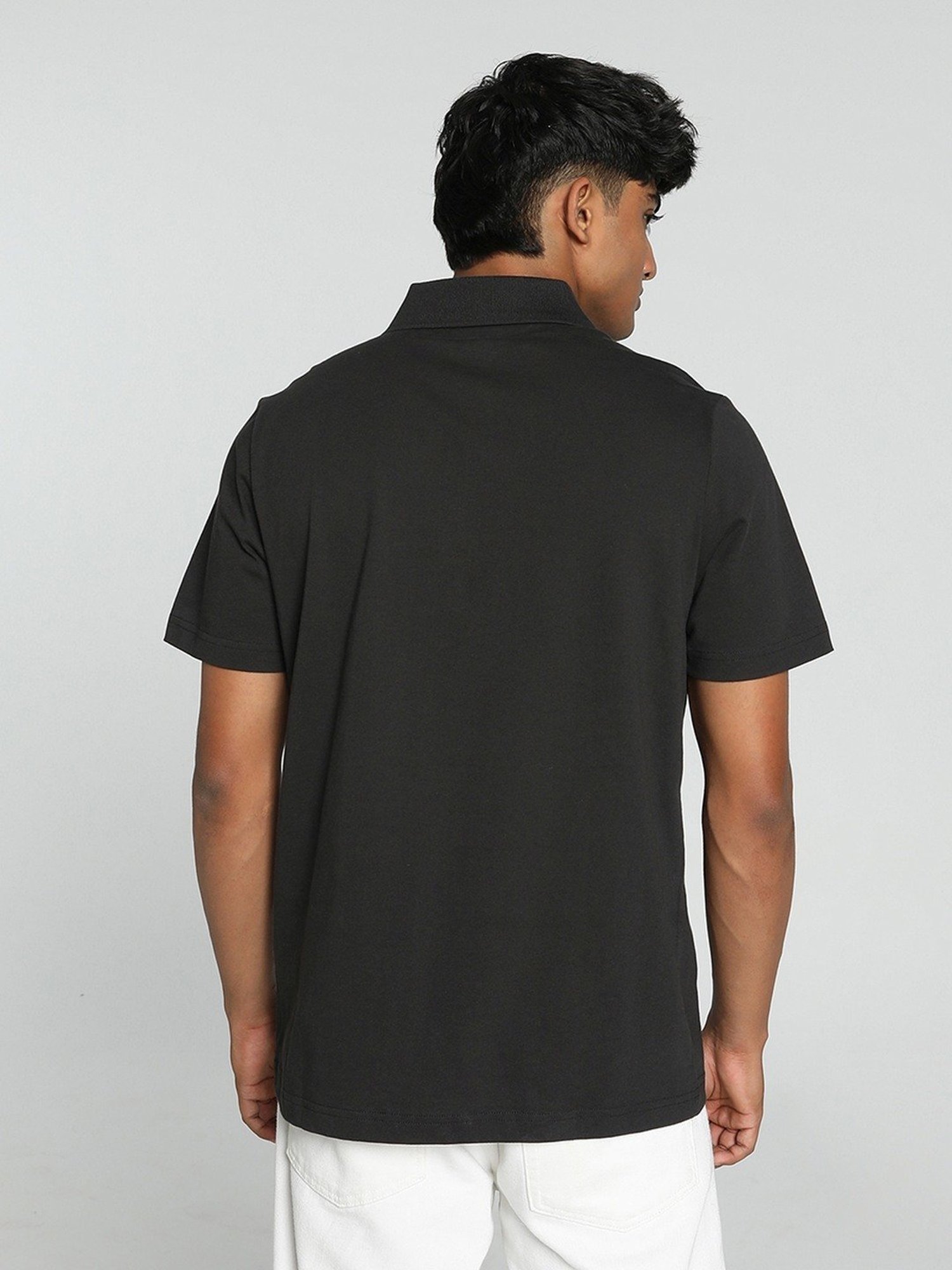 Puma Black Cotton Regular Fit Polo T-Shirt