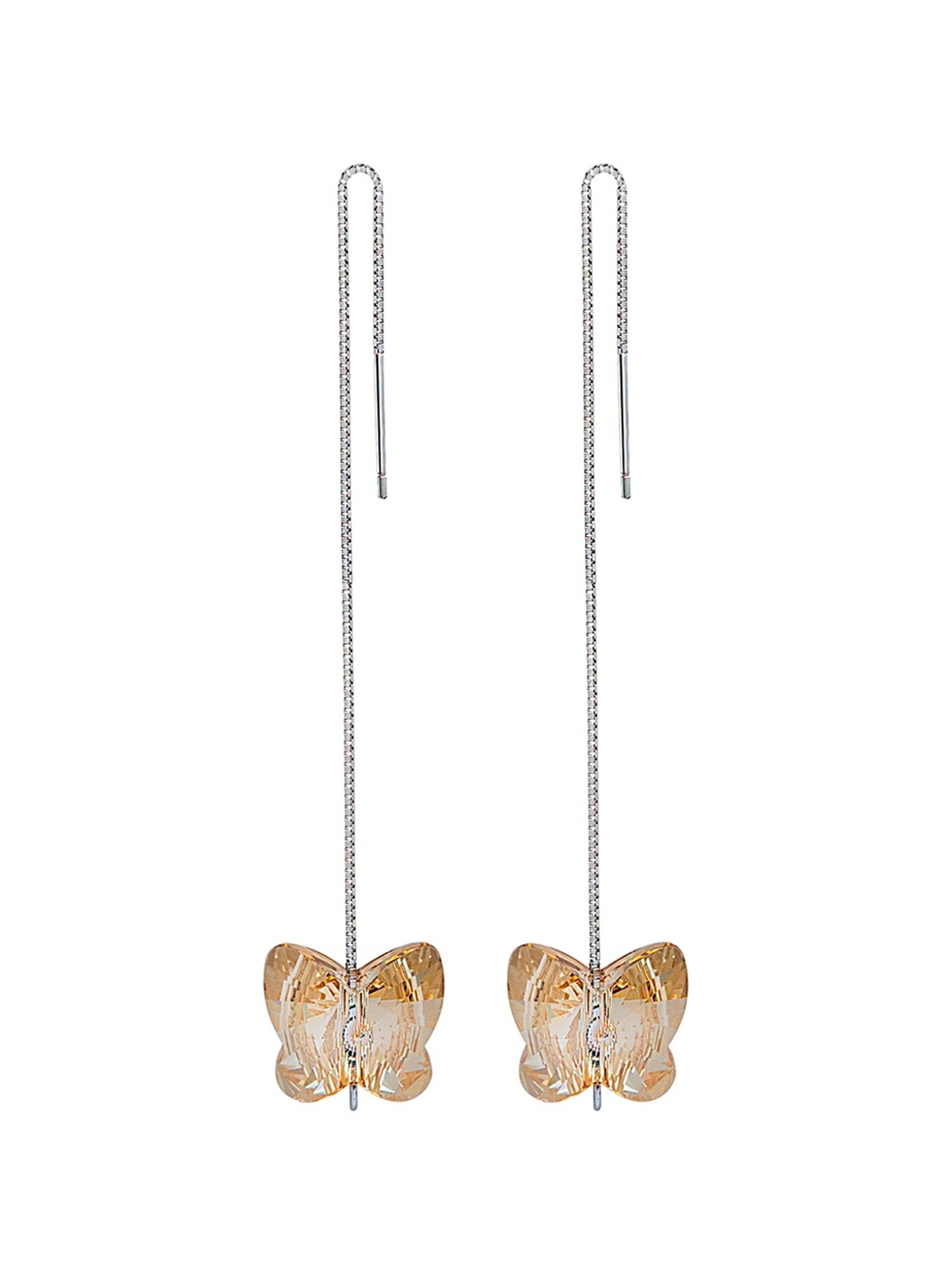 Silberry 92.5 Sterling Silver White Butterfly Swarovski Earrings for Women