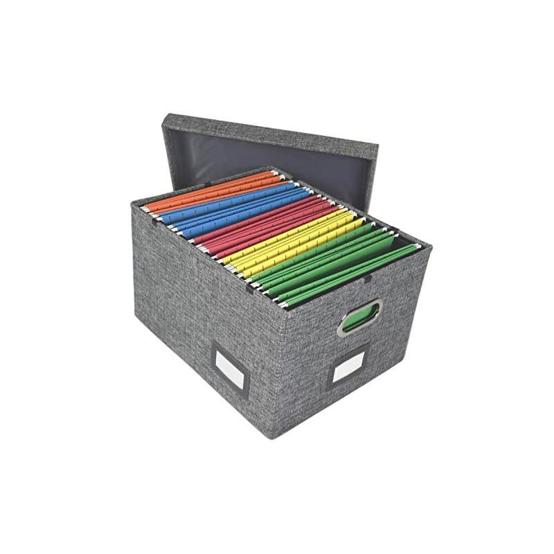 Organizer Box Storage with Lid, Collapsible Hanging Documents for s, Filing, Portable, Book, Folder Holder, Desktop, Letter and Legal Storage Box, Gray 1 Pack